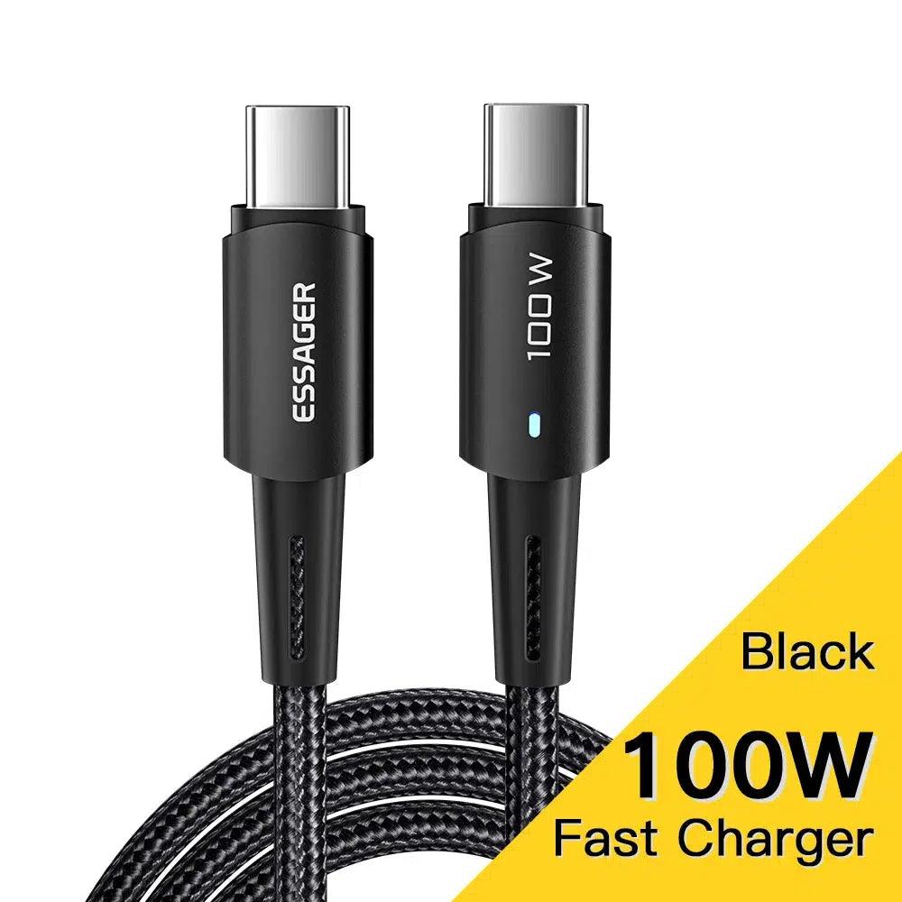 USB-C to USB-C Charging Cable - 100W Black (0.5m, 1m, 2m, 3m) - Case Space AU