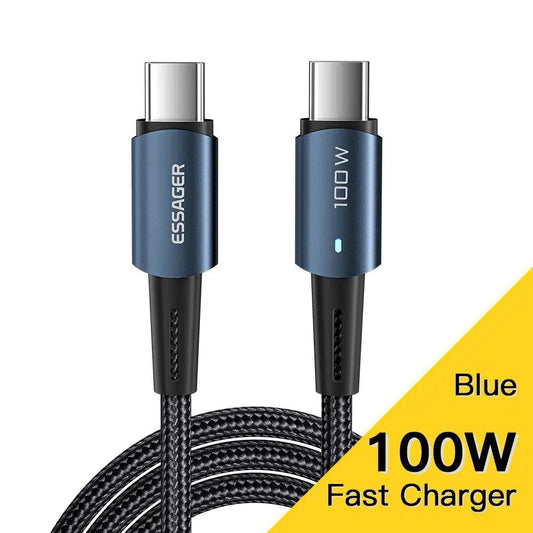 USB-C to USB-C Charging Cable - 100W Blue (0.5m, 1m, 2m, 3m) - Case Space AU