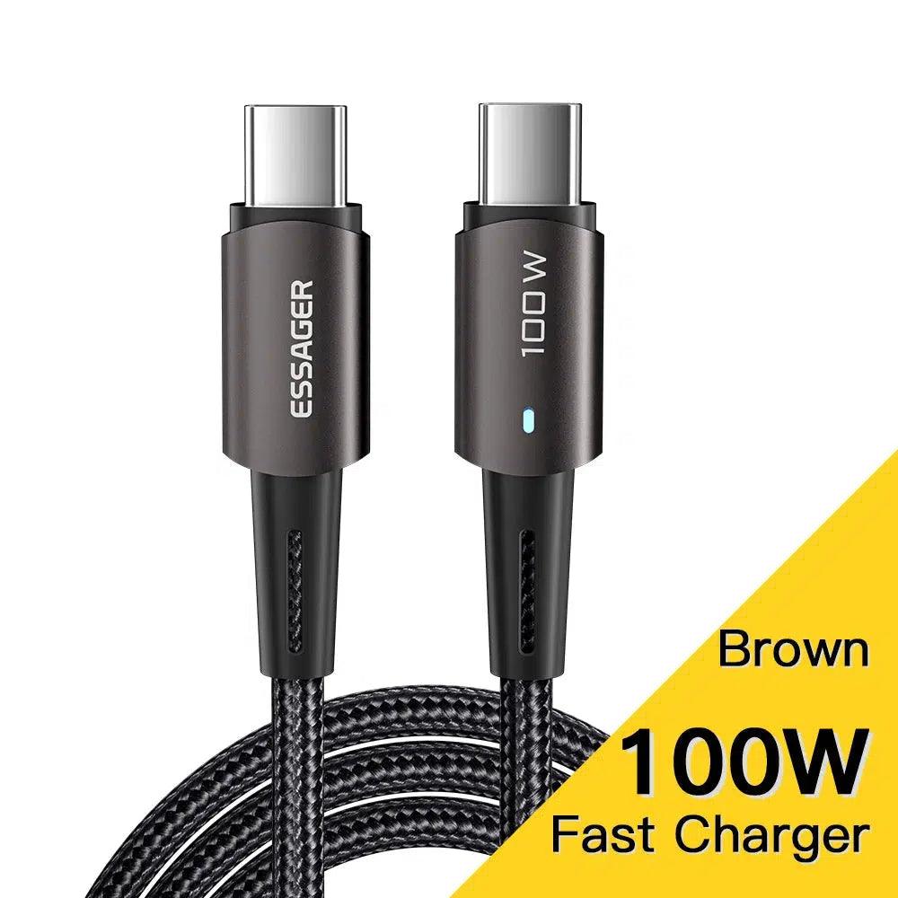 USB-C to USB-C Charging Cable -100W Brown (0.5m, 1m, 2m, 3m) - Case Space AU