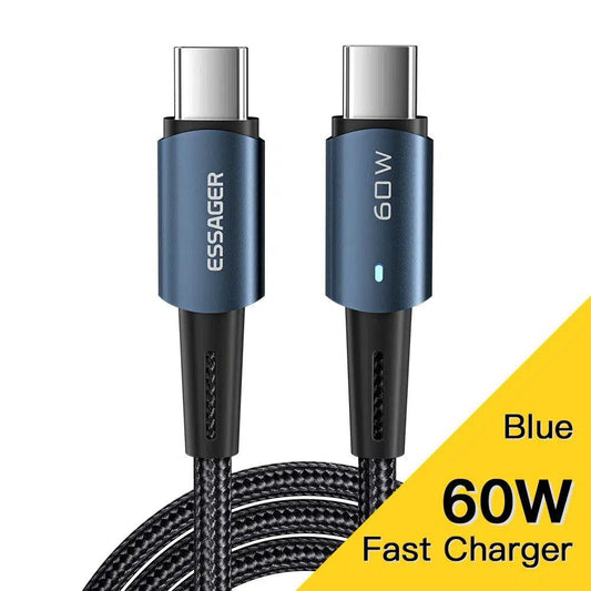 USB-C to USB-C Charging Cable - 60W Blue (0.5m, 1m, 2m, 3m) - Case Space AU