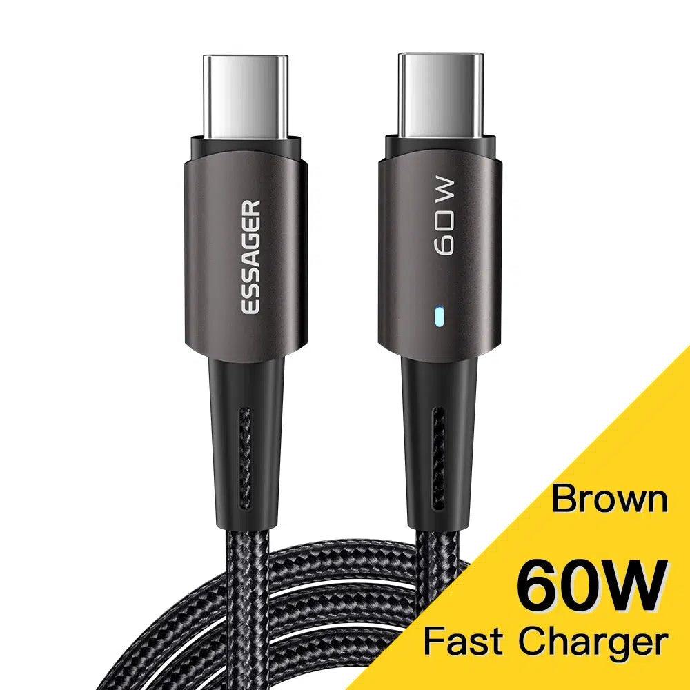 USB-C to USB-C Charging Cable - 60W Brown (0.5m, 1m, 2m, 3m) - Case Space AU